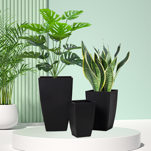 Yicai 9 pulgadas de altura <span class=keywords><strong>maceta</strong></span> de <span class=keywords><strong>polietileno</strong></span> blanco negro macetas para plantas de interior - Product Image 4