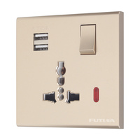 Piano britannique nouveau Design prise murale électrique en cuivre pur interrupteurs muraux prise de matériel PC d'alimentation britannique avec prise Usb