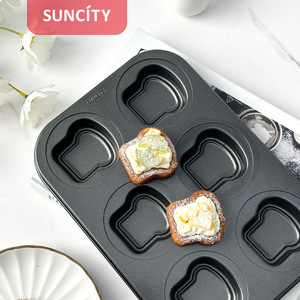 Suncity 6-Cavity Toast Cake Mold Black Nonstick Baking Pan For Oven Use - Product Image 3