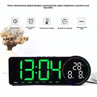 Moderner Minimalistischer Schlafzimmer-Wanduhr mit LED-Digitalanzeige, Wecker, Stecker- und Batteriebetrieb, Anzeige von Zeit, Tag und Woche