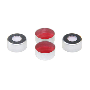 Crimp Top HPLC <b>Vials</b> 1.5mL 11mm Aluminum Cap Red PTFE White Silicone Septa - Product Image 2