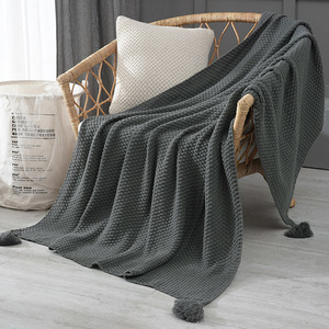 Logo personalizzato Super morbido di buona qualità a quadretti in acrilico a scacchi coperte con nappe a sfera - Product Image 6