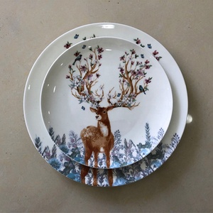 Nordic Style Milu Deer Series Literature and Art Household Ceramic Plate - Product Image 5