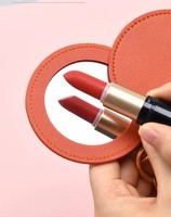 Lanson Miroirs ronds personnalisés promotionnels Miroir porte-clés compact en cuir PU Petit miroir de poche pour maquillage