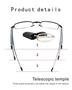 Lunettes de lecture pliables anti-lumière bleue avec étui, logo personnalisé, vente en gros, pour hommes et femmes, portables, télescopiques, pour presbytie - Product Image 5