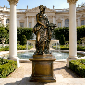 Statua in Bronzo a Grandezza Naturale del Dio del Vino, Decorata con Vesti Fluenti e Petali di Rosa, per Decorazione da Giardino Esterno o Interno - Product Image 3