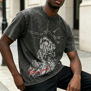 T-Shirt Personalizzata OEM da Uomo con Stampa <span class=keywords><strong>New</strong></span> <span class=keywords><strong>York</strong></span>, Stile Americano, 100% Cotone, Collo Tondo, Manica Corta, Abbigliamento Maschile - Product Image 2