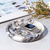 Plateau à bijoux en marbre Calacatta Viola rond naturel de nouvelle conception pour la vanité, plateau pour petits objets, décoration de comptoir, plateau à bibelots