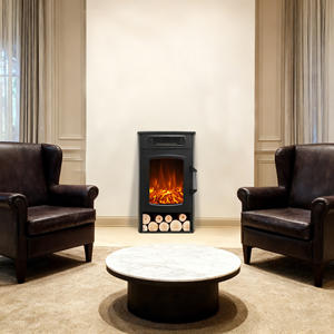 Cheminée électrique autoportante décorative rétro en verre et bois à <span class=keywords><strong>3</strong></span> <span class=keywords><strong>faces</strong></span> avec coupure de sécurité pour villa - Product Image 5