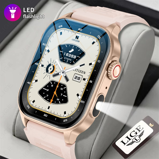Lige BWKM02 Watch IP68 Sports Waterproof Call Reminder Personalized Dial Health Monitoring Flashlight Voice Assistant Smartwatch