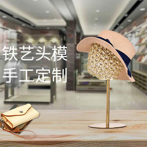 Nuevo diseño decorar Alambre de Metal anillo de hierro mosaico <span class=keywords><strong>cristal</strong></span> cabeza de maniquí femenino para peluca sombrero bufanda exhibición venta - Product Image 2