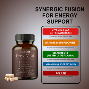 60 Capsules Ferra Vital Complexe de Ferritine avec <span class=keywords><strong>Fer</strong></span>, Vitamines B6, B12, Folate et <span class=keywords><strong>Vitamine</strong></span> C – Service OEM/ODM Disponible - Product Image 3