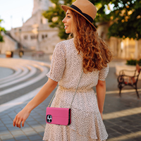 Étui portefeuille de luxe simple en cuir PU bicolore avec pochette zippée et chaîne, pour iPhone 17 16 15 14 13 Pro Max