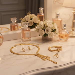 2025 Prix Économique Ensemble Bijoux Dorés 4 Pièces avec Boucles d'Oreilles, <span class=keywords><strong>Collier</strong></span>, Bracelet et Bague pour Femmes - Product Image 4
