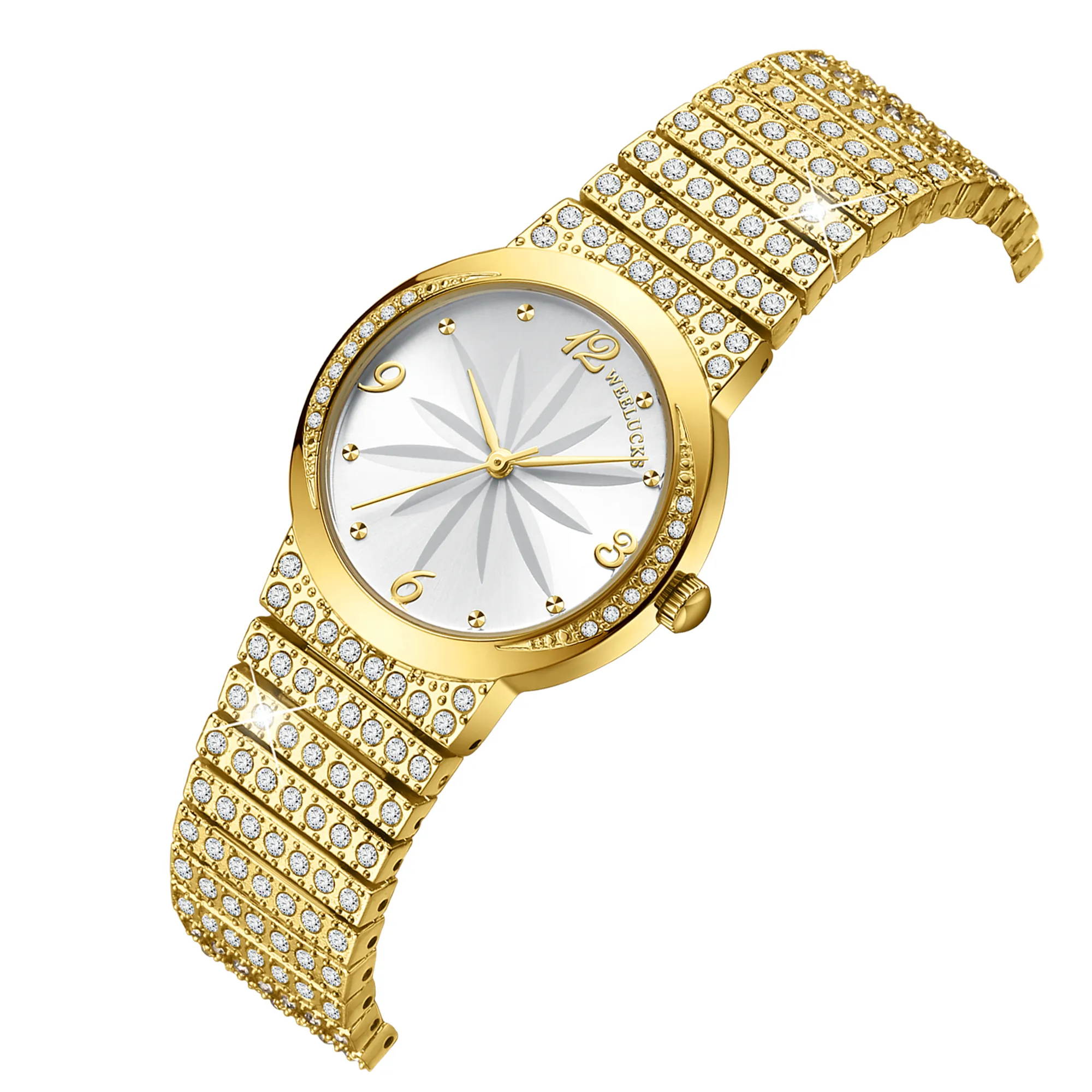 Top Luxury WEELUCKS Women Wristwatch High Quality Quartz Watch Diamond Waterproof Business Ladies Bracelet Watch