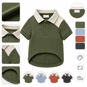 Solid Color Cotton Polo Shirt for <b>Dogs</b> Breathable Summer Wear Classic Style Simple Design Machine Washable Pet <b>Clothes</b> - Product Image 2