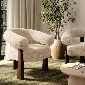 Sillón Moderno de Alta Calidad para Sala de Estar, con Marco de Roble, Tapizado, con Peluche, para Descanso. - Product Image 4