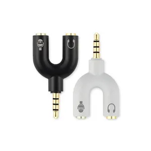 Adaptor Jack 3.5 Mm Pria Ke 2 Wanita, Pemisah 1 Laki-laki Ke 2 Perempuan Colokan 3 PIN Ke 4 Pin Colokan 3.5 Mm Komputer Ponsel Pasangan