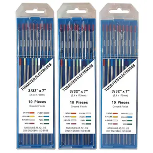 10-Pack Tig Batang Las Wolfram 2% Thoriated Red WT20 Elektrode Tungsten Thoriated