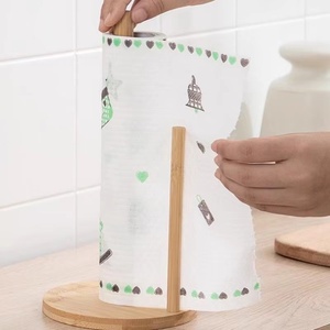 Estante de papel de rollo de bambú vertical simple estante de almacenamiento de pañuelos de cocina y baño para gabinete o mesa - Product Image 4