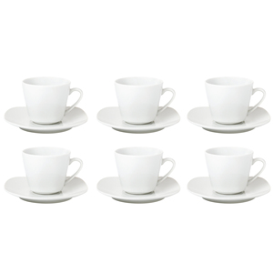 ENSEMBLE DE 6 TASSES À CAFÉ ET SOUCHEUSES EN PORCELANE BLANCHE ZEN - Product Image 1