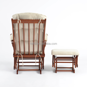 Meubles de nurserie en bois en gros d'usine, chaise berçante pour bébé avec tabouret et ottoman - Product Image 6