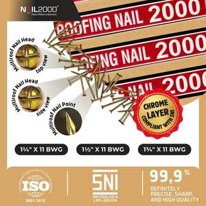 Ancres à clous durables de 1,75 pouce, plaquées zinc doré, à tête concave, pour la construction de hangars et de clôtures - Product Image 3