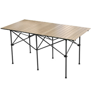 Mesa Plegable para Exteriores Three Snails, de Aleación de Aluminio, Rectangular, con Acabado de Madera, Portátil, para Camping, Picnic y Barbacoa - Product Image 1