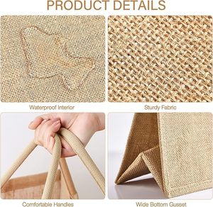 กระเป๋าผ้ากระสอบจู๊ตหูหิ้วนุ่ม ทนทาน ใช้ซ้ำได้ เหมาะสำหรับช้อปปิ้ง ท่องเที่ยว ชายหาด ผลิตในจีน ขายดี - Product Image 2