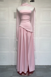 <span class=keywords><strong>Robe</strong></span> longue sans bretelles à col licou avec écharpe, fente haute, détails froncés, tissu drapé, idéale pour banquets, soirées, anniversaires, bals <span class=keywords><strong>de</strong></span> promo et vacances - Product Image 5