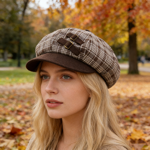 Cappello Ottagonale in Denim a Quadri Retrò da Donna, Nuova Collezione Primavera 2026 |   Cappello da Pittore Versatile Effetto Snellente per il Viso |   Influencer di Viaggi e Escursioni - Product Image 2