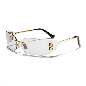 Occhiali da Sole Y2K Ins Fashion MM per Donne, Senza Montatura, UV400, Montatura in Metallo, Logo Mi, Marca di Lusso, Occhiali da Sole per Ragazze - Product Image 6