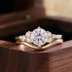 Style classique 6 <span class=keywords><strong>plongs</strong></span> 1ct 10k or Moissanite bague anneaux de mariage ensemble pour Couples main faire solide jaune or amitié bague - Product Image 4
