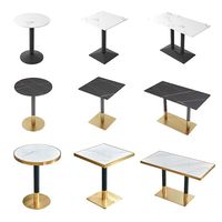 Tables de restaurant avec base en acier inoxydable doré, salle à manger pour restaurant, café carré, table en marbre artificiel