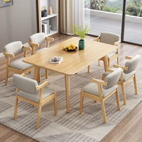 Table à manger en bois massif de style nordique moderne pour 6 personnes, chaises en bois, meubles pour la maison, restaurant, appartement, ensemble de table en bois