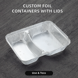 2 lưới nhôm lá Hộp Ăn Trưa dùng một lần container thực phẩm hình chữ nhật nấu ăn Sâu Nhôm lá Hộp Ăn Trưa với nắp nhựa - Product Image 5