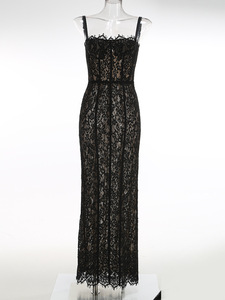 SB3451 Kimshein Abito <span class=keywords><strong>da</strong></span> <span class=keywords><strong>Donna</strong></span> Chic ed Elegante in Pizzo Senza Maniche Lungo Aderente Sexy <span class=keywords><strong>da</strong></span> Sera per Feste - Product Image 3