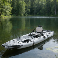 Kayak modulaire à pédales facile à transporter, canoë 1 personne, kayak 2 sections, kayak de pêche détachable avec moteur