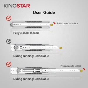 Glissières de tiroir robustes Kingstar 76 mm, capacité 220 kg, à extension complète 3 voies avec roulement à billes verrouillable pour armoire à outils de camping-car - Product Image 2
