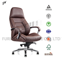 Fauteuil de bureau moderne en gros, réglable, à dossier haut, en cuir PU, pivotant, avec accoudoirs, pour cadre dirigeant