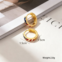 Boucles d'oreilles tendance transfrontalières en fer colorées, thème drapeau américain, trois couleurs, unisexe, mode européenne et américaine