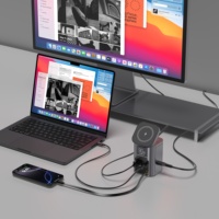 Pengisi Daya Desktop Gan 6-in-1 90w Pengisian Daya Nirkabel Ponsel Dengan Pengisi Daya Nirkabel Magnetik 15w 2 Kabel Tipe-C 65W Dapat Ditarik