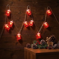 Guirlande lumineuse LED en forme de gants de Père Noël, 10 LED, alimentée par piles, avec ornements festifs en forme de gants pour la décoration de fenêtre de Noël