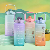 Botella de Agua Deportiva Ecológica Kingwise de 2L con Infusor de Té, Jarra de Agua Personalizada para el Regreso a Clases con Marcador de Tiempo, Apta para Lavavajillas
