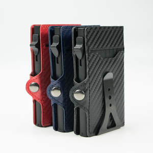 Casekey Custom Logo Mini Carbon Fiber Popup <b>Wallet</b> Billetera Inteligente Hombre Carbono RFID NFC Safe Smart Card <b>Holder</b> for Men - Product Image 2