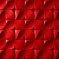 Ubin Dinding Keramik Tekstur Timbul 3D Merah Matte, Ubin Relief Lengkung 3D untuk Dekorasi Latar Belakang TV di Lobi Hotel
