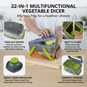 Tritatutto <span class=keywords><strong>Manuale</strong></span> Multifunzione 22 in 1 in Plastica, Affettatrice per Frutta e Verdura, Taglia Cipolle, Accessori da Cucina - Product Image 4