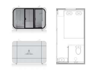 Maison conteneur préfabriquée en structure acier, modèle Apple Cabin, bureau modulaire moderne en kit, pour extérieur et <span class=keywords><strong>jardin</strong></span>, modèle E30 - Product Image 3