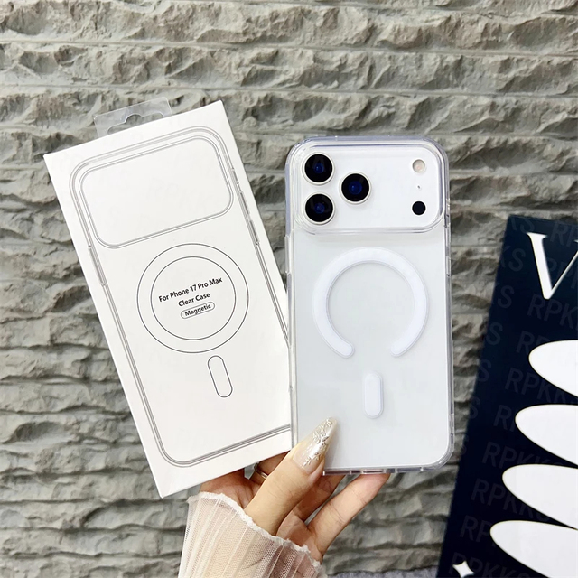 High Quality Shockproof Transparent Magnetic Phone Case for iPhone 17 Pro Max Factory Wholesale with OPP Bag Packaging