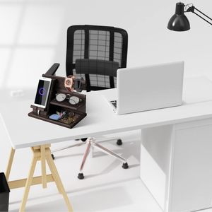 Regali per uomini che hanno <span class=keywords><strong>tutto</strong></span>: stazione di ricarica in legno per telefono, portachiavi, porta portafoglio, supporto per orologio, organizer da comodino - Product Image 2
